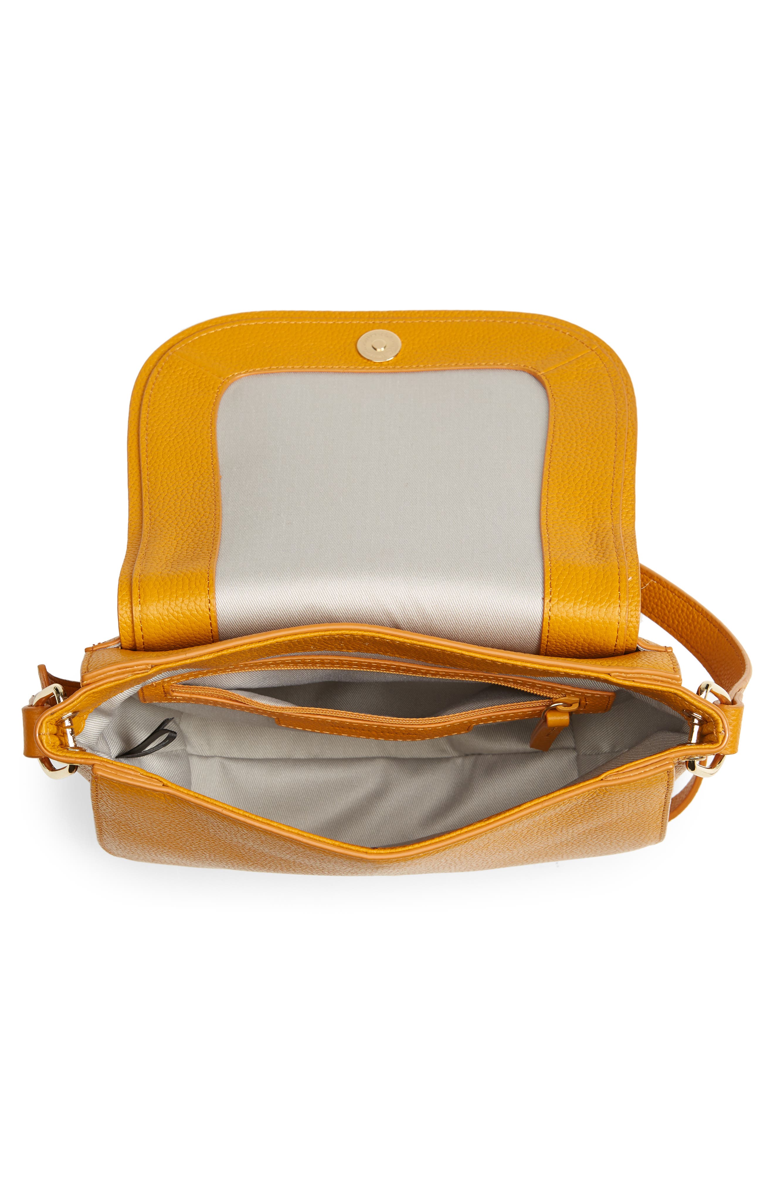 Pebbled Leather Shoulder Bag, Alternate, color, YELLOW INCA