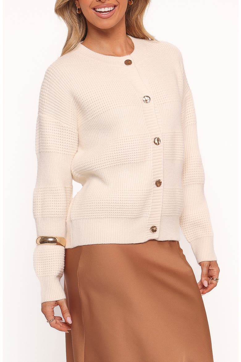Verago Mixed Stitch Cardigan, Alternate, color, CREAM