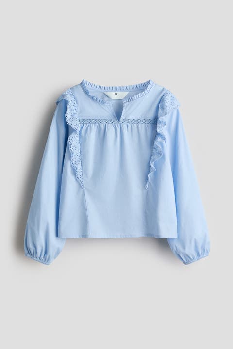 Frill-trimmed Cotton Blouse