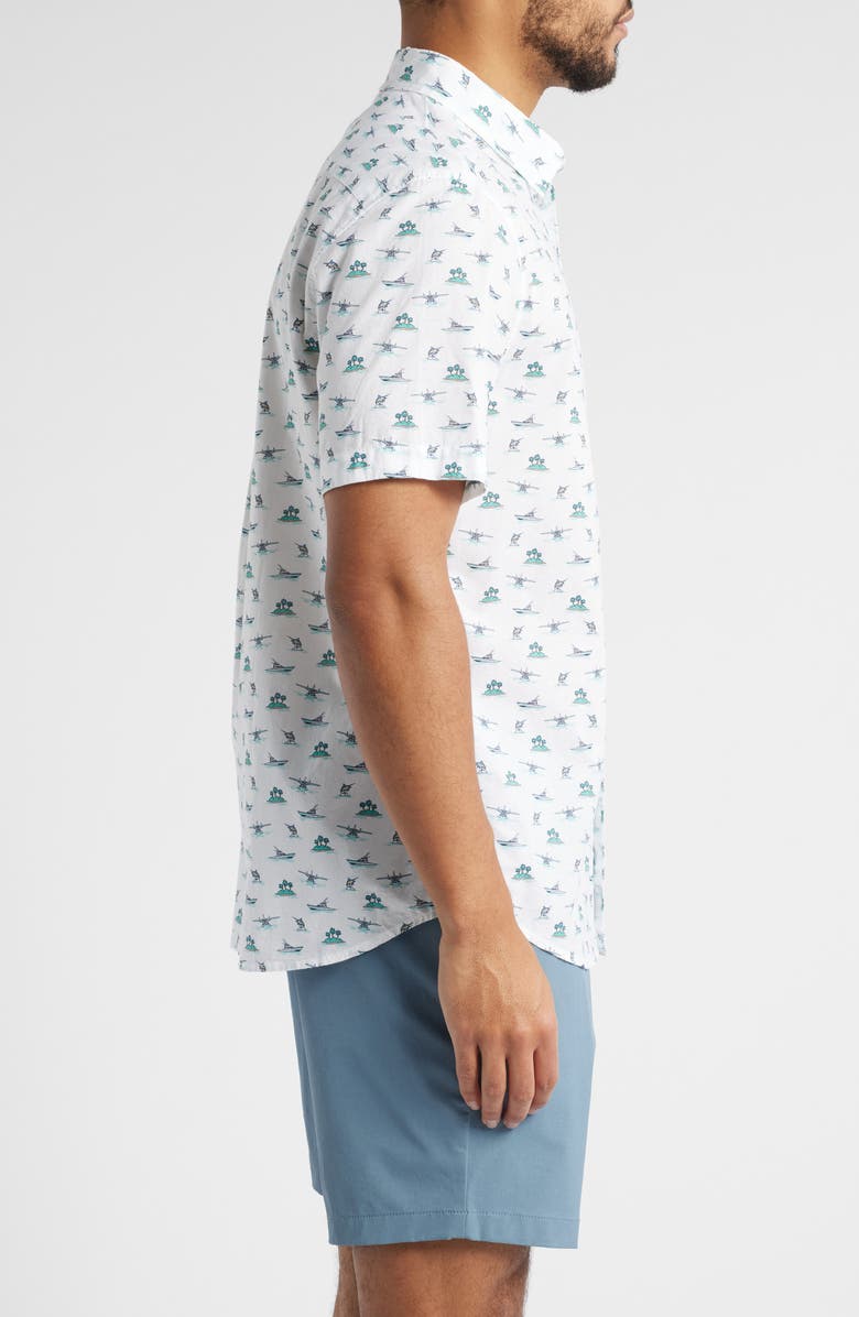 vineyard vines Island Hopping Short Sleeve Cotton Button-Up Shirt, Alternate, color, 