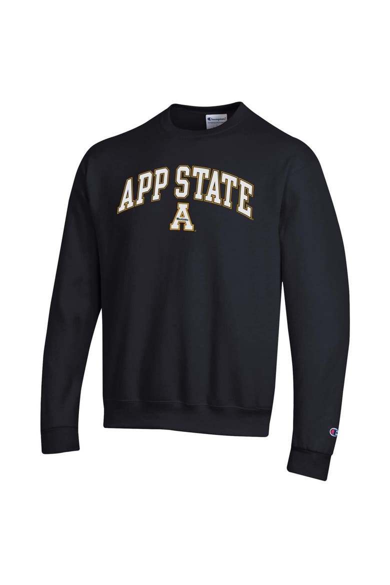 Men's Champion  Black Appalachian State Mountaineers Arch Over Logo Pullover Sweatshirt, Alternate, color, Black