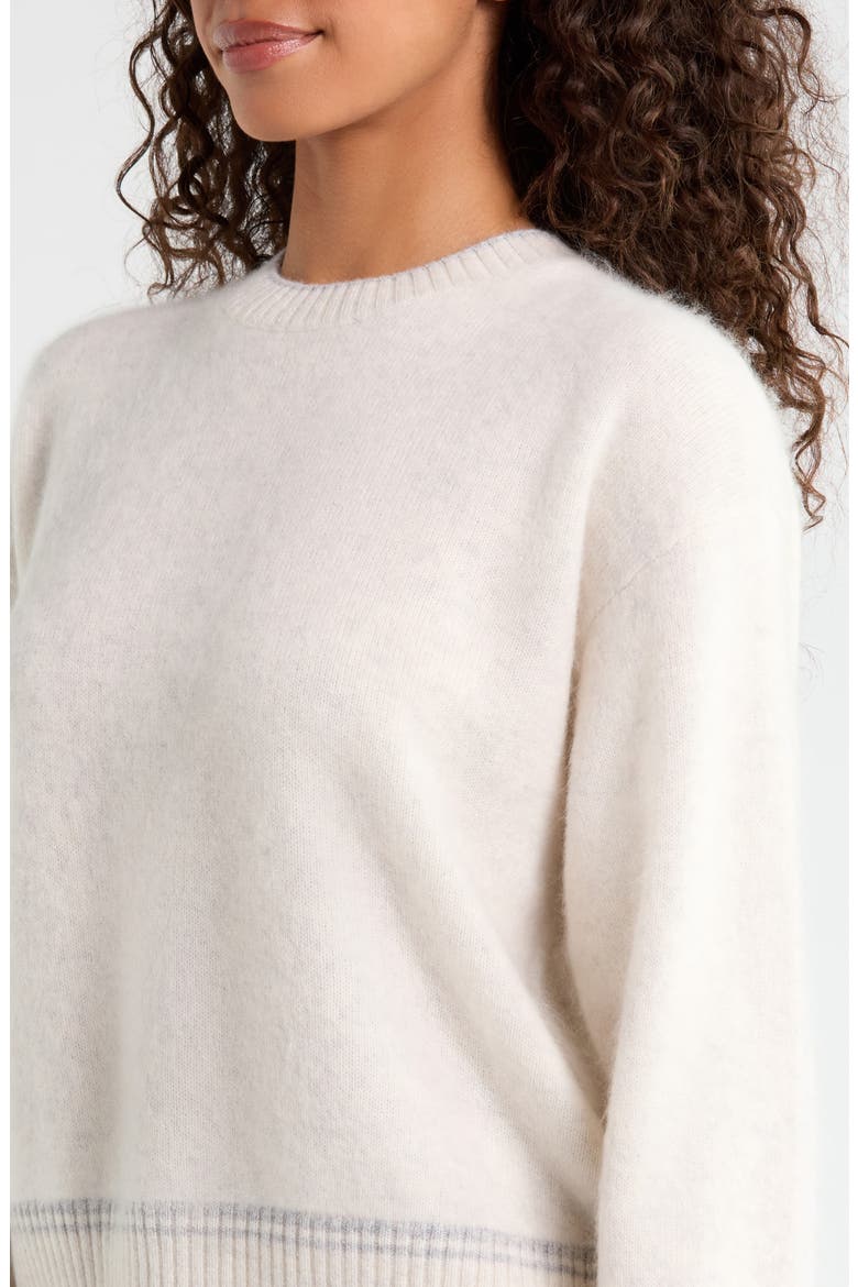 Brushed Cashmere Crewneck Sweater, Alternate, color, CHALK WHITE / GREY MELANGE