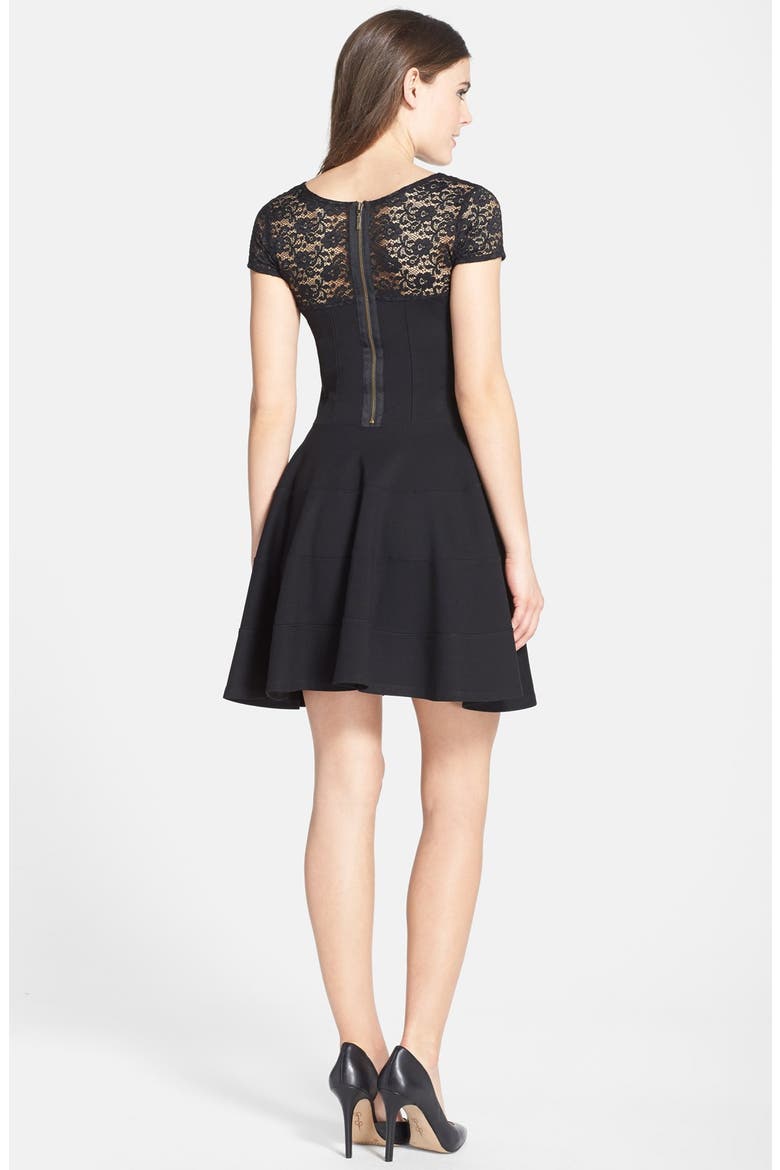 Ponte Knit Fit & Flare Dress (Nordstrom Exclusive), Alternate, color, BLACK