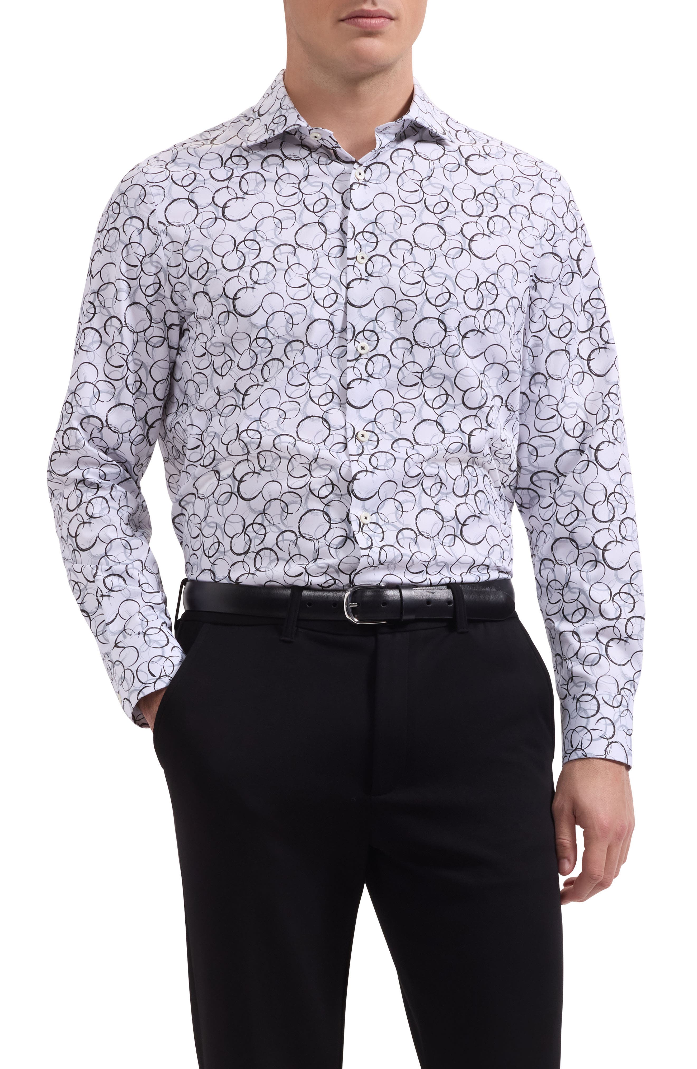 Axel Shaped Fit Stretch Cotton Button-Up Shirt