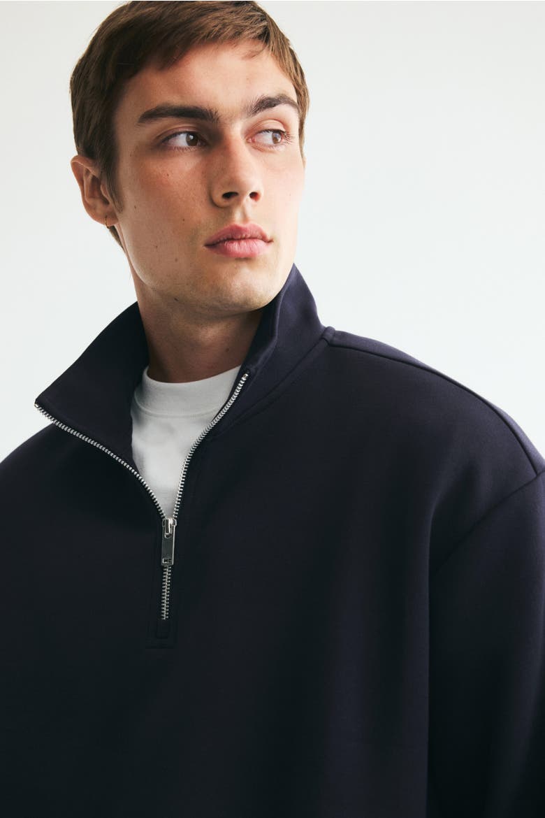 Relaxed-Fit Half-Zip Sweatshirt, Alternate, color, Navy blue