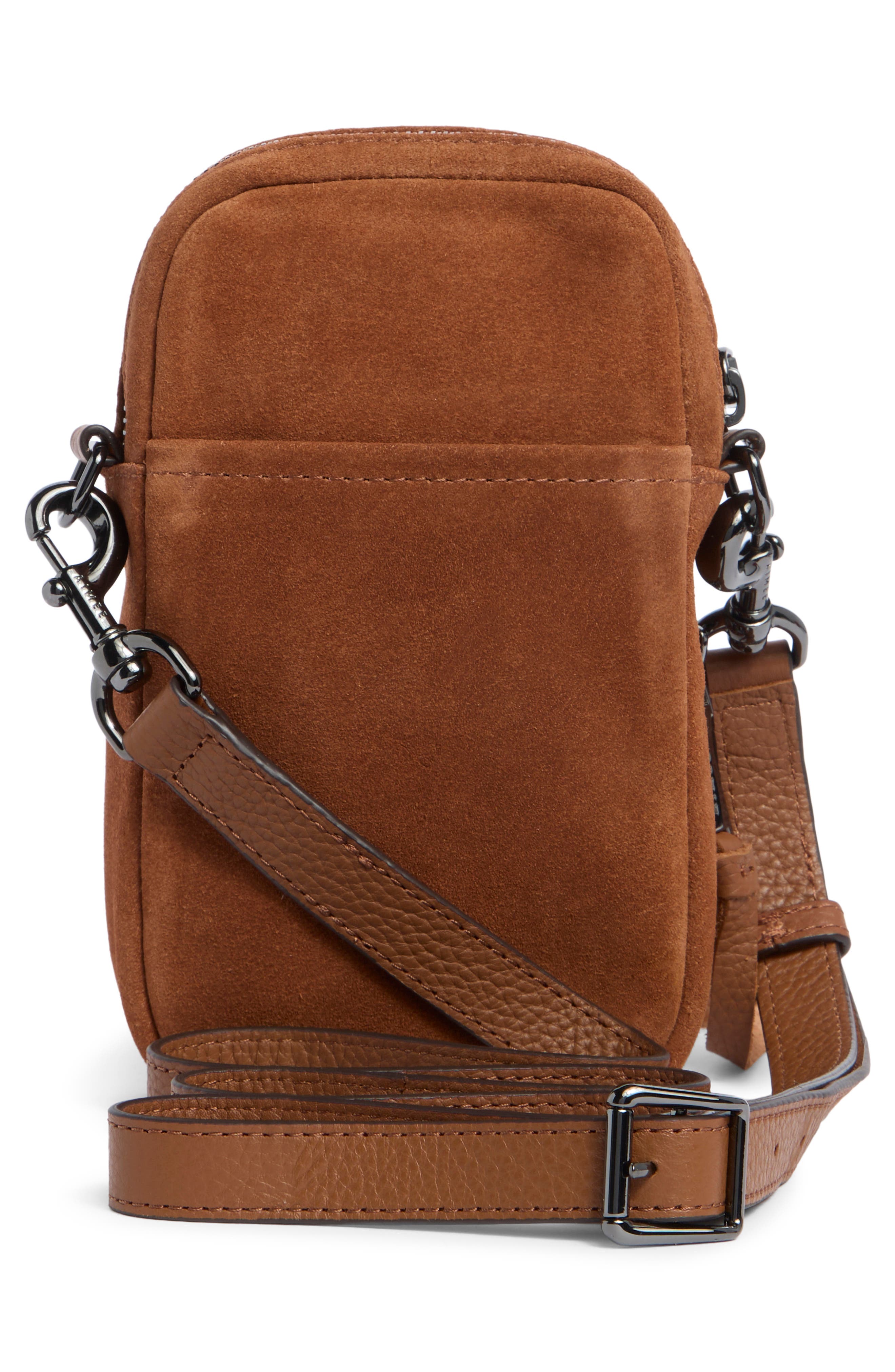 Ray Phone Crossbody Bag, Alternate, color, CHESTNUT SUEDE