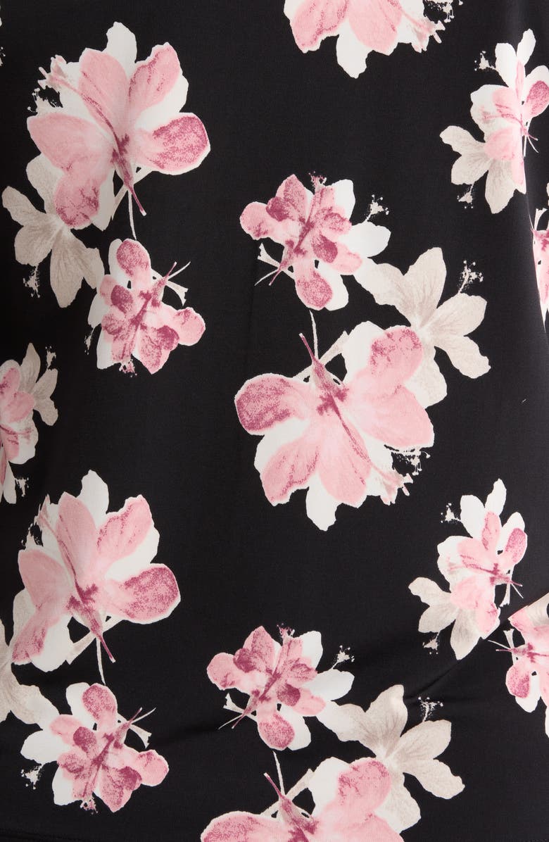 Anne Klein Floral Ruffle Top, Alternate, color, Anne Black Mult