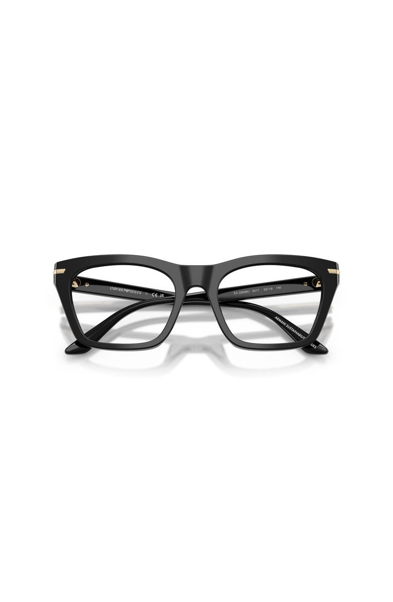 Emporio Armani 53mm Cat Eye optical glasses, Alternate, color, Black