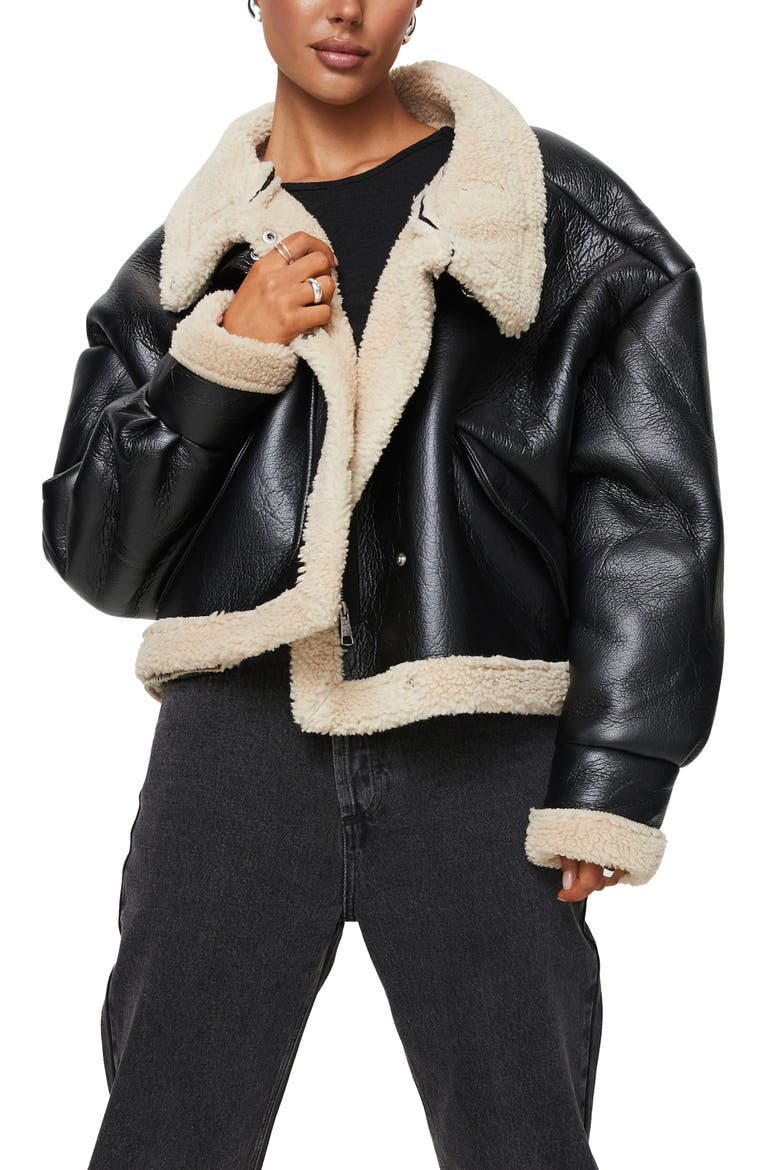 Kimmons Faux Shearling Jacket, Main, color, BLACK
