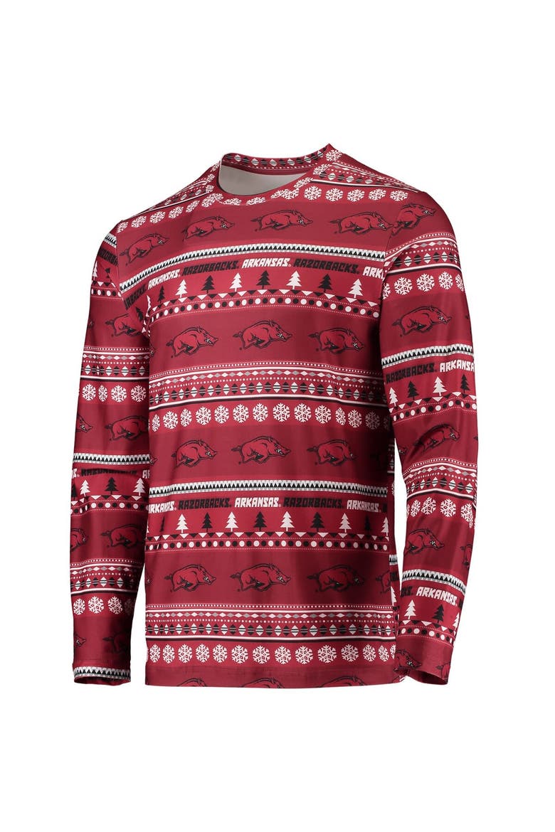 Men's Concepts Sport Cardinal Arkansas Razorbacks Ugly Sweater Long Sleeve T-Shirt and Pants Sleep Set, Alternate, color, Cardinal