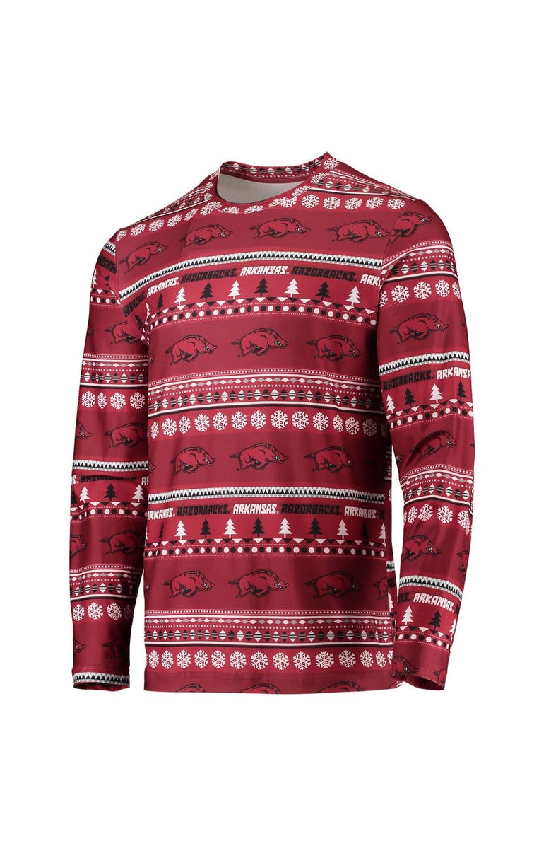 CONCEPTS SPORT Men's Concepts Sport Cardinal Arkansas Razorbacks Ugly Sweater Long Sleeve T-Shirt and Pants Sleep Set, Alternate, color, Cardinal
