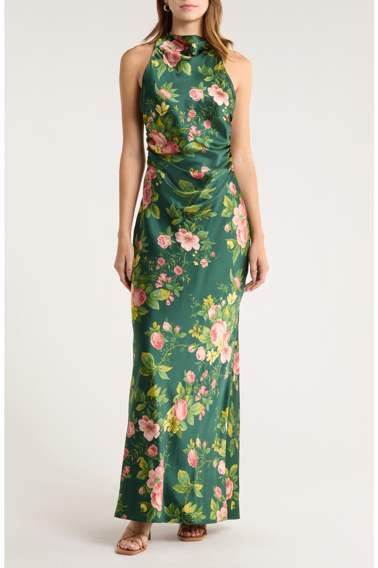 reformation green floral silk dress Anaiis High Neck Maxi (Women) reformation green dress