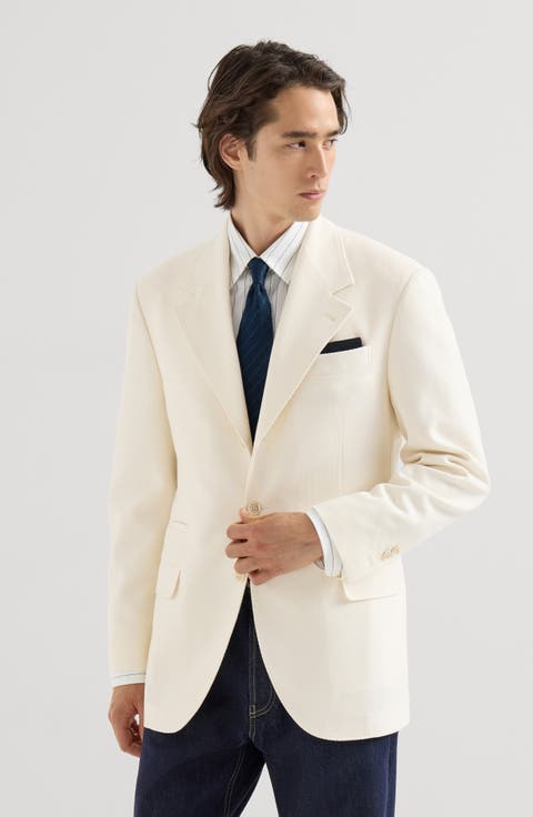Virgin Wool And Cotton Chevron Tailor Blazer