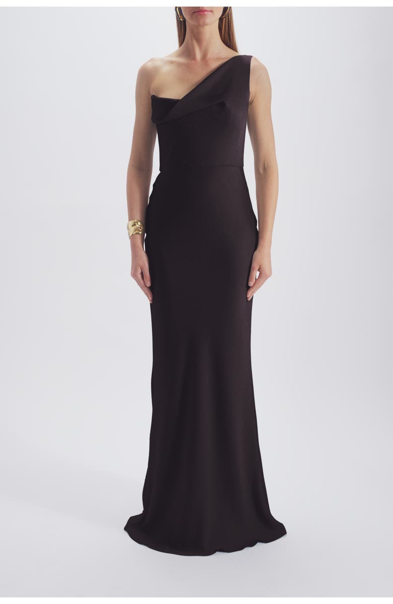 Amsale Hammered Satin Gown, Main, color, Raisin