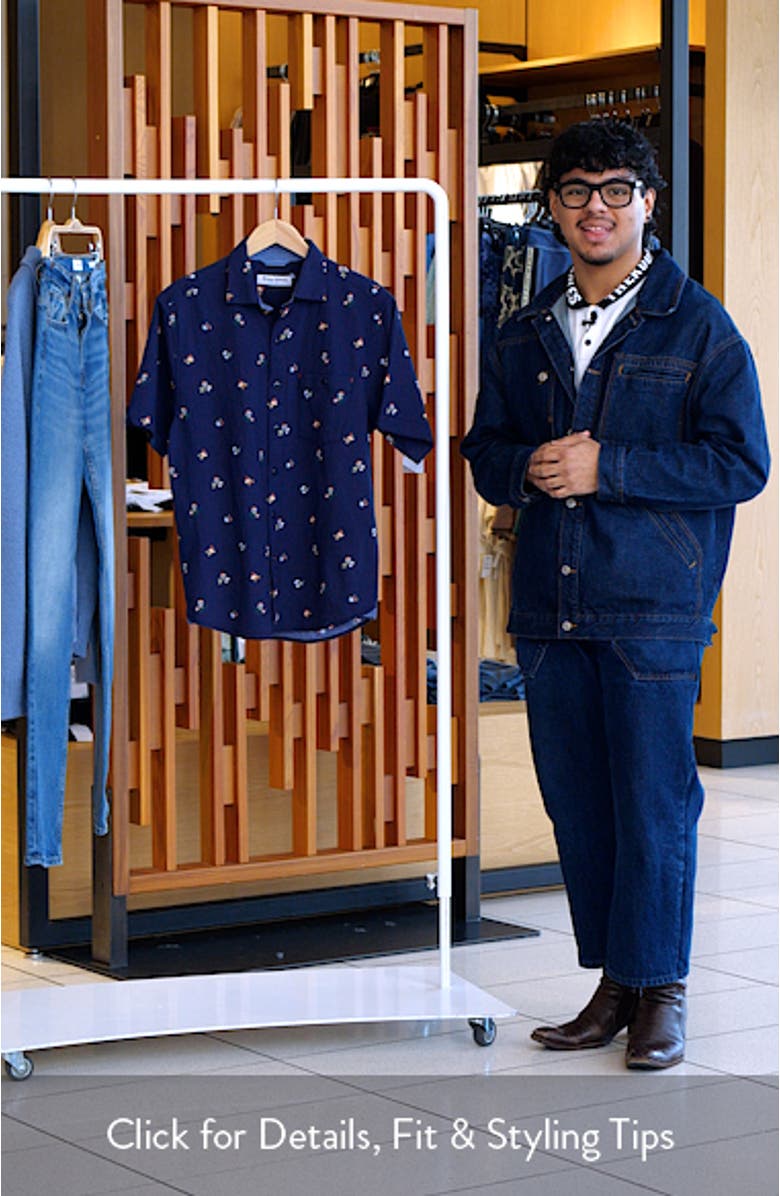 Nova Wave Merry Cocktails Holiday Print Short Sleeve Button-Up Shirt, sales video thumbnail