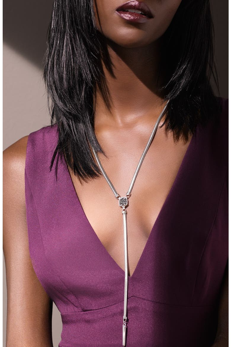 'Starla' Y-Necklace, Alternate, color, SILVER/ PLATINUM DRUSY