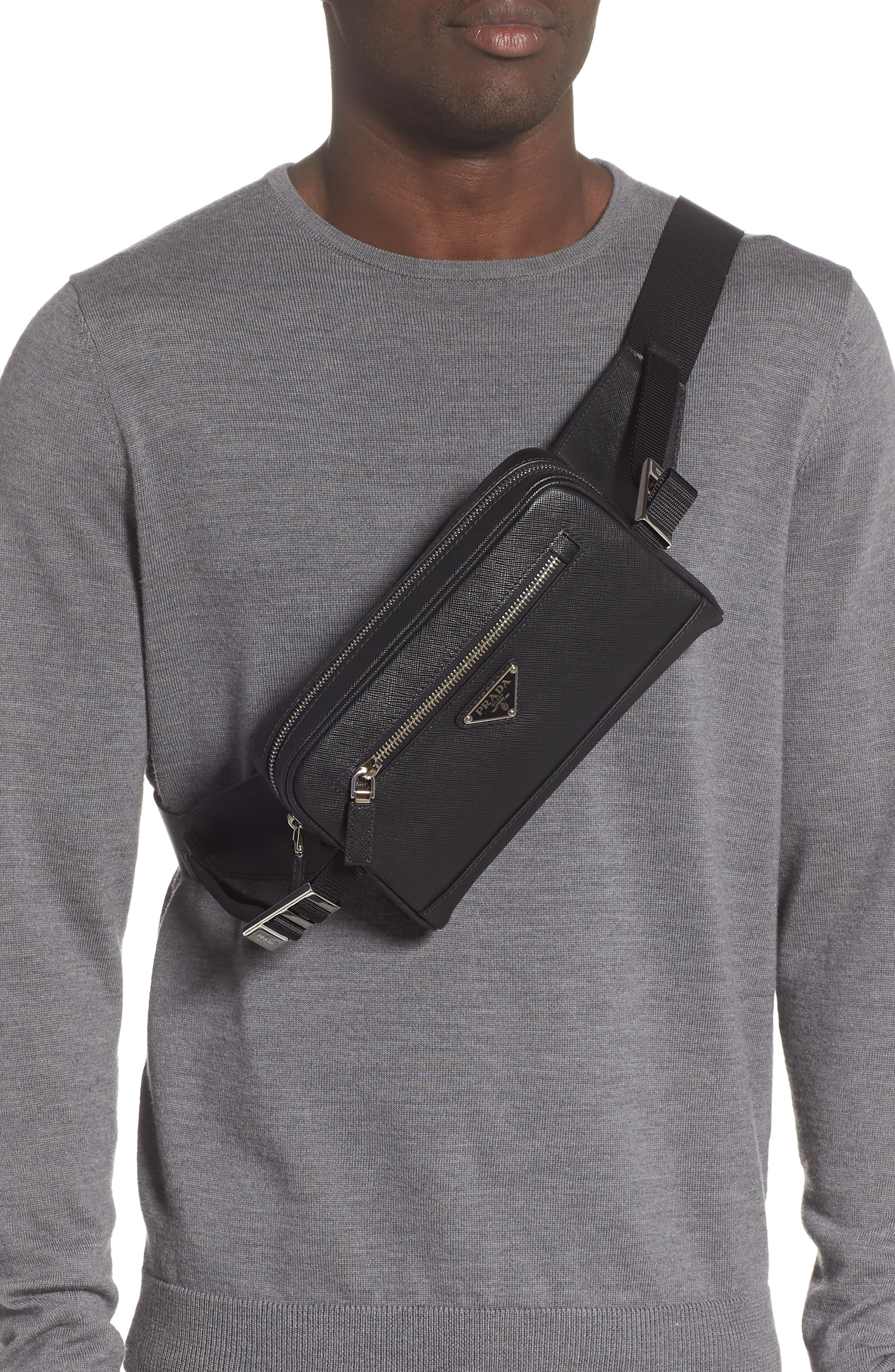 Prada Saffiano Leather Belt Bag, Alternate, color, 