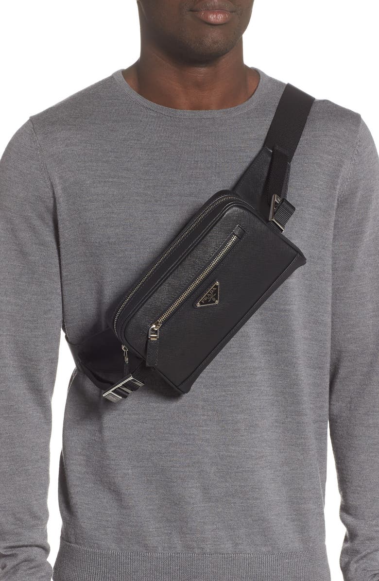 Prada Saffiano Leather Belt Bag, Alternate, color,