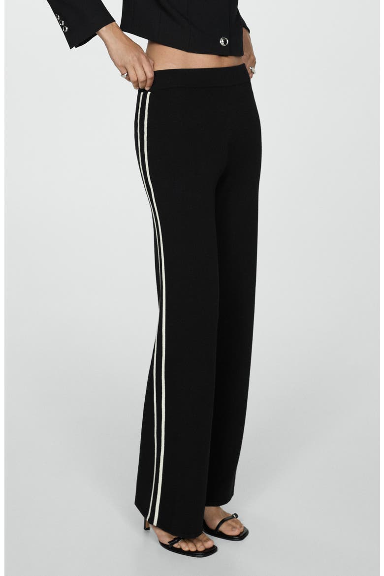 Side Stripe Knit Wide Leg Pants, Main, color, BLACK