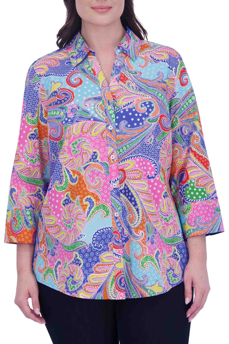 Mary Paisley Button-Up Shirt, Main, color, MULTI PAISLEY