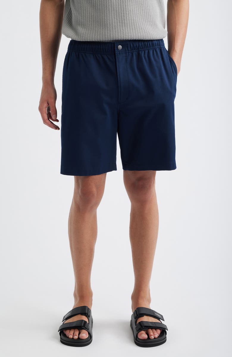 Theory Easy Elastic Waist Cotton Shorts, Main, color, Baltic - Xhx