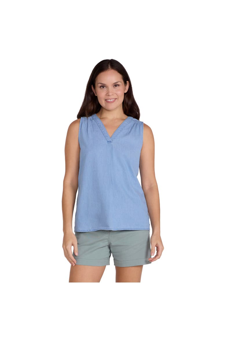 Tuscany Chambray Sleeveless Shirt, Alternate, color, Light Blue