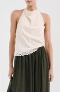 MANGO Kristen Draped Lace Detail Cotton Halter Top