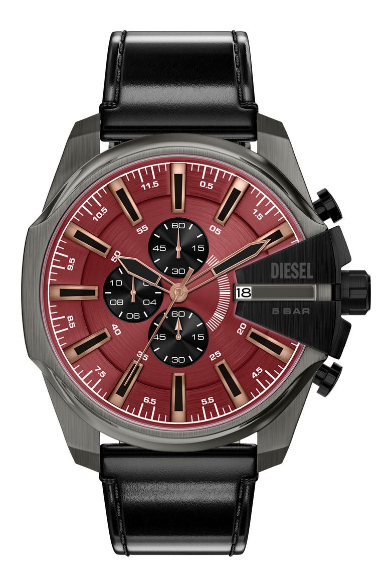 Mega Chief Gunmetal Chronograph Watch, 48mm, Main, color, BLACK