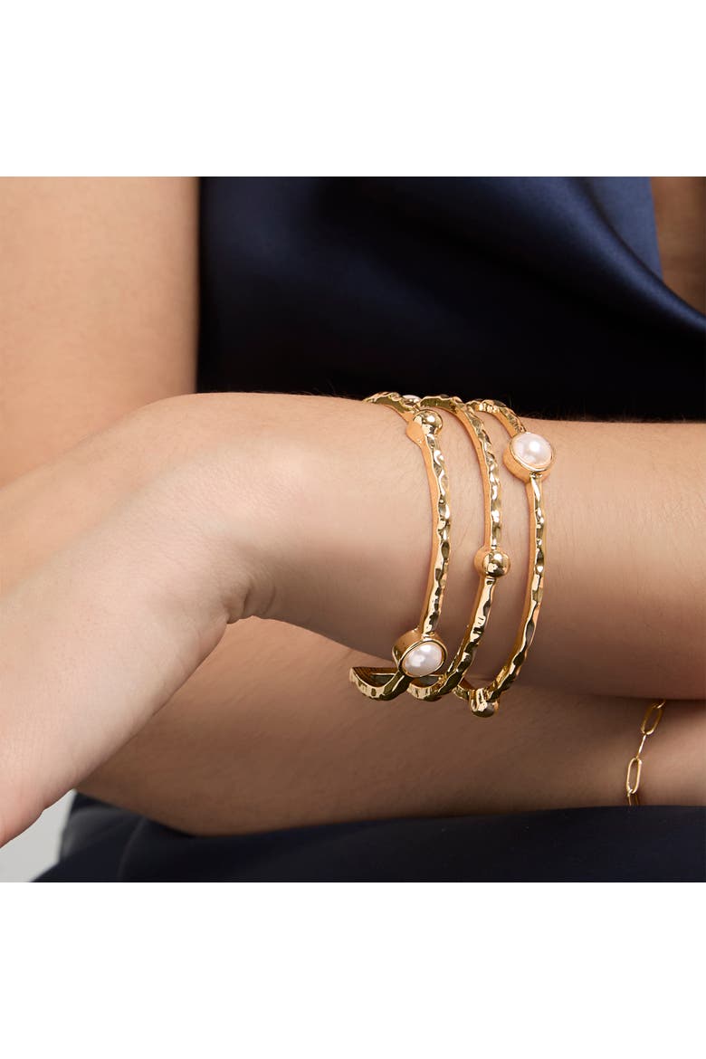 Pearls Cuff Bracelet, Alternate, color, Gold
