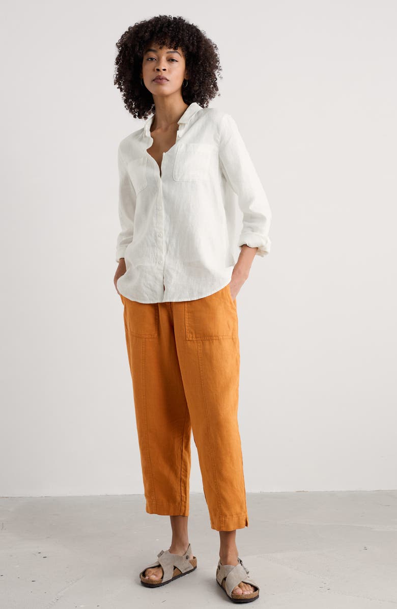 Seasalt Cornwall Hazel Branch Linen Button-Up Shirt, Alternate, color, Chalk