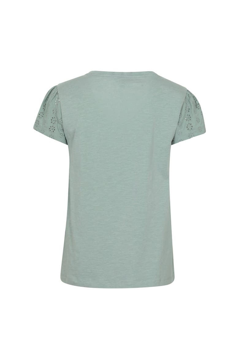 Malaga Broderie Sleeve T-Shirt, Alternate, color, Khaki Green