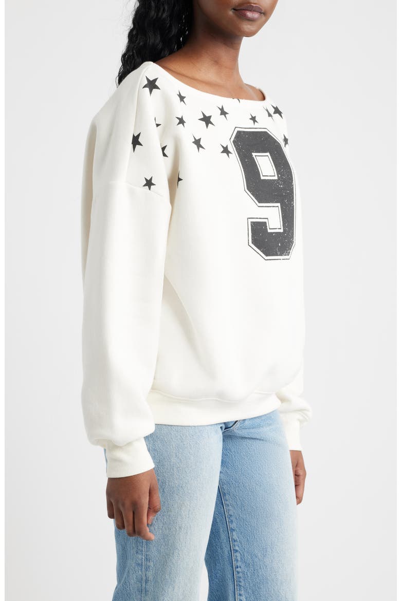 Nine Stars One Shoulder Graphic Sweatshirt, Alternate, color, MARSHMALLOW