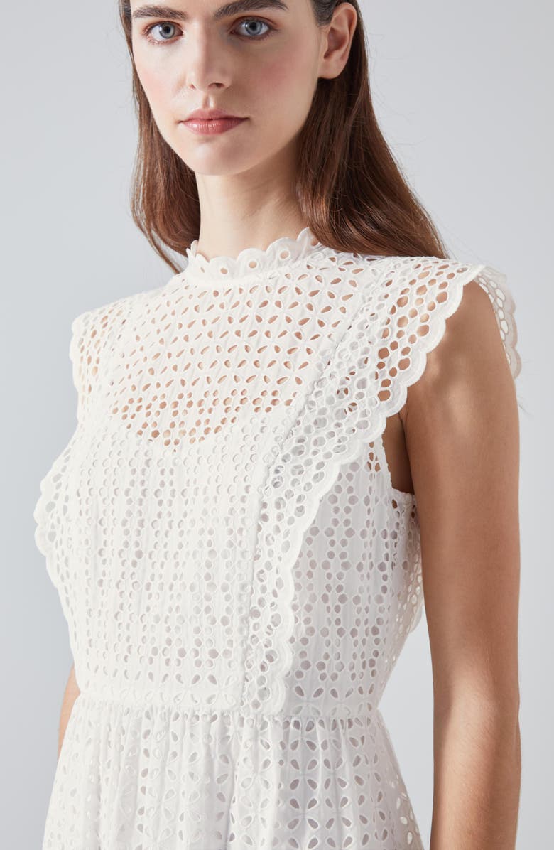 LK Bennett Laila Broderie Cotton Dress, Alternate, color, 