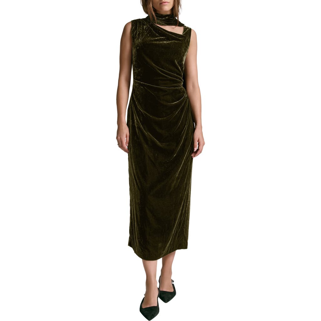 Mint Velvet Velvet Scarf Detail Midi Dress In Black