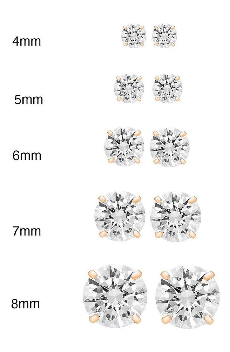 A&M 14K Gold Cubic Zirconia 4mm Stud Earrings, Alternate, color, Gold