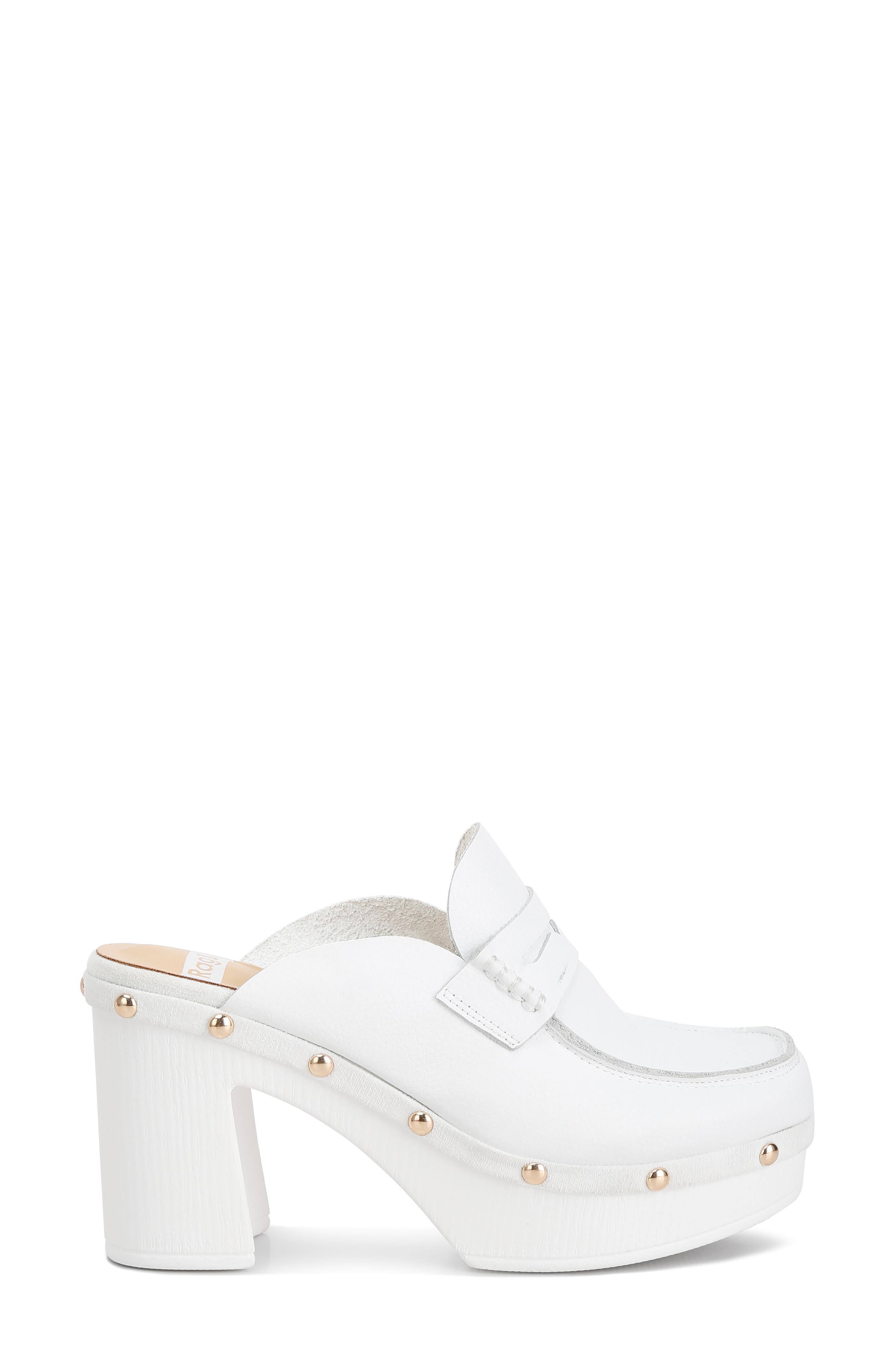 Lycra Stud Platform Mule, Alternate, color, WHITE