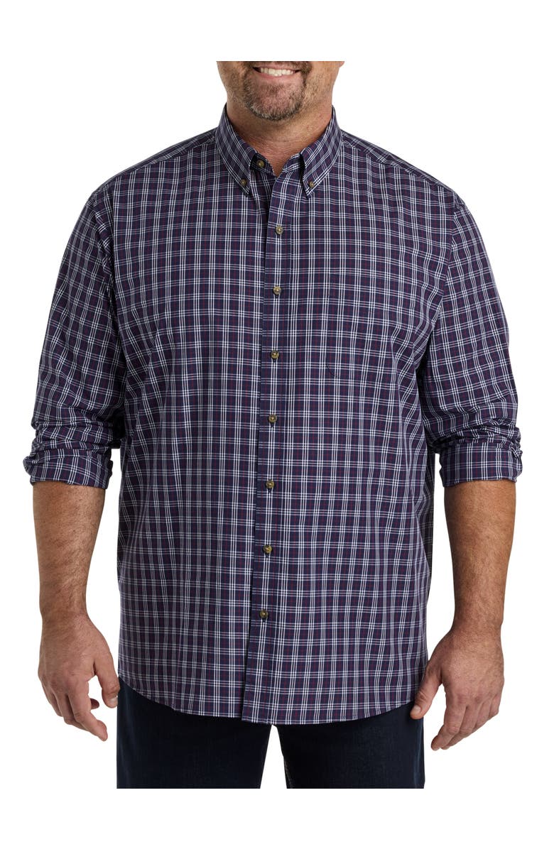Harbor Bay by DXL Big & Tall Easy-Care Small Plaid Sport Shirt, Main, color, 