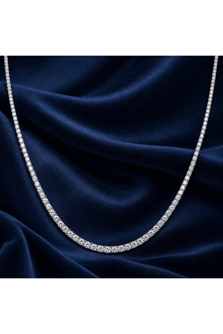 10ct Graduated Diamond Tennis Necklace Lab Grown 14k Gold 18", Alternate, color, White Gold