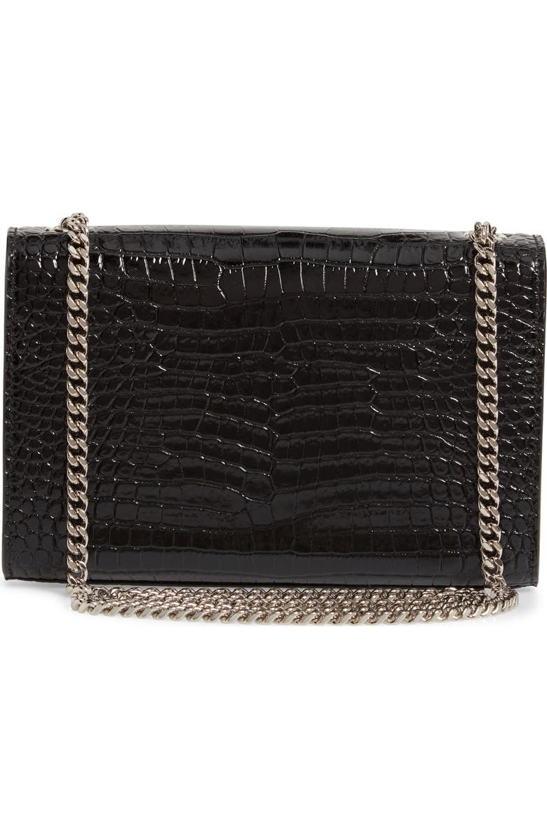 Saint Laurent Small Kate Croc Embossed Leather Shoulder Bag, Alternate, color,