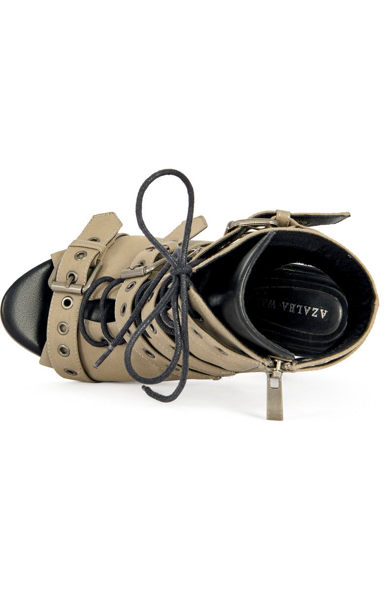 AZALEA WANG Loom Open-Toe Bootie, Alternate, color, Taupe