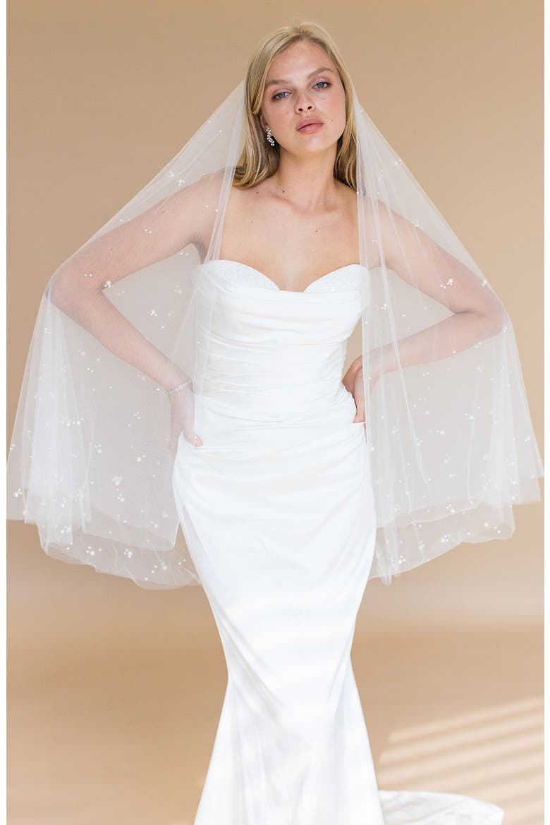 Ilaria Imitation Pearl Fingertip Veil (Nordstrom Exclusive), Main, color, IVORY