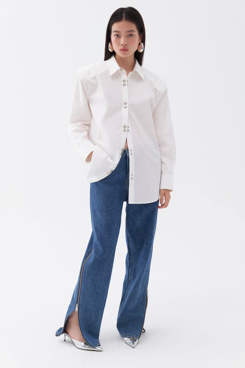 Long Sleeve Button- Up Shirt, Alternate, color, Ivory