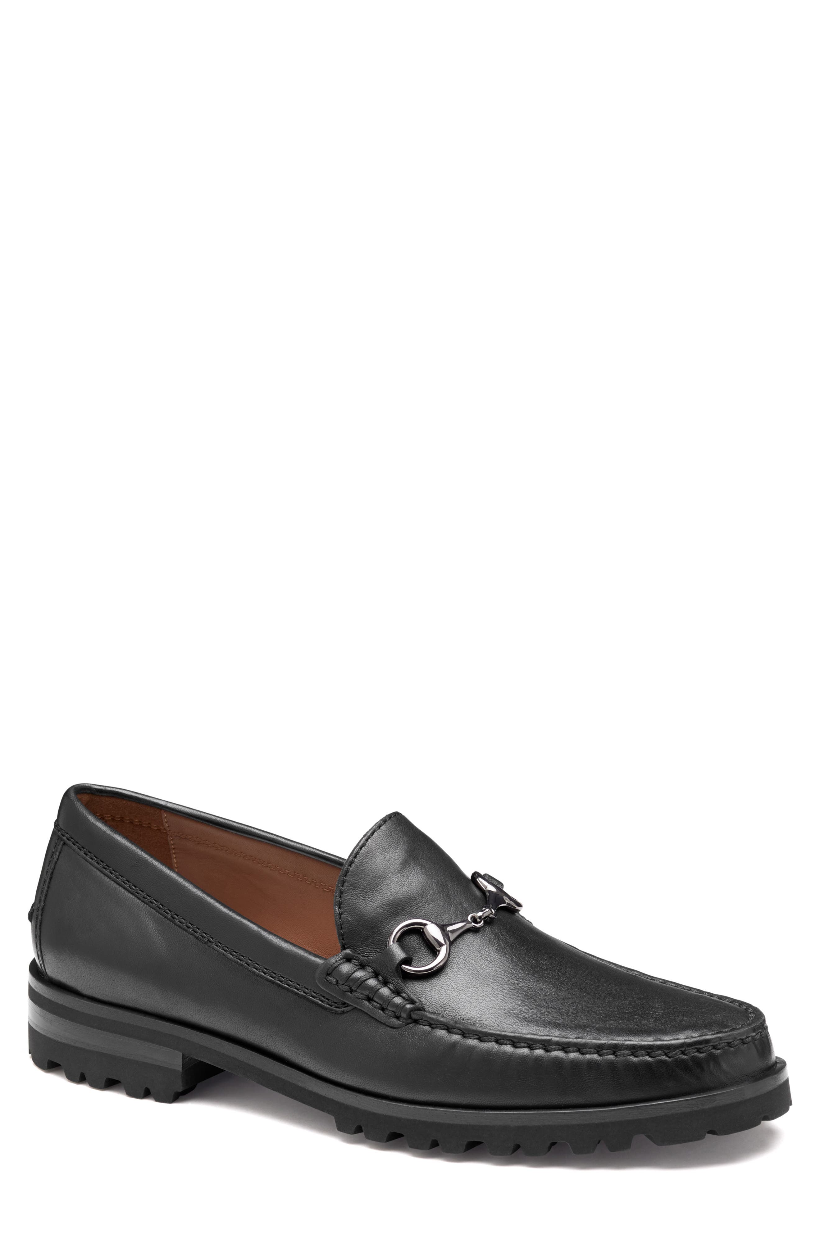 Johnston & Murphy Baldwin Lug Sole Bit Loafer, Main, color, Black Sheepskin