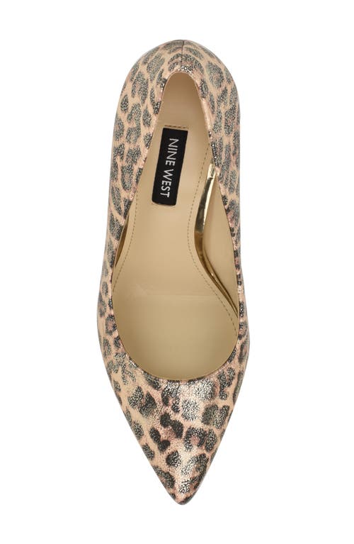 Shop Nine West Tatiana Pointed Toe Pump In Leopard Gold Shimmer
