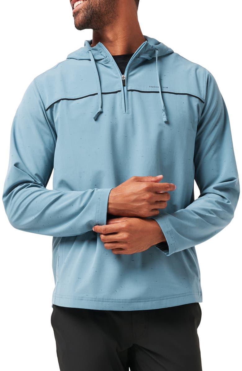 TravisMathew Travel Bliss Hooded Quarter Zip Pullover, Main, color, 