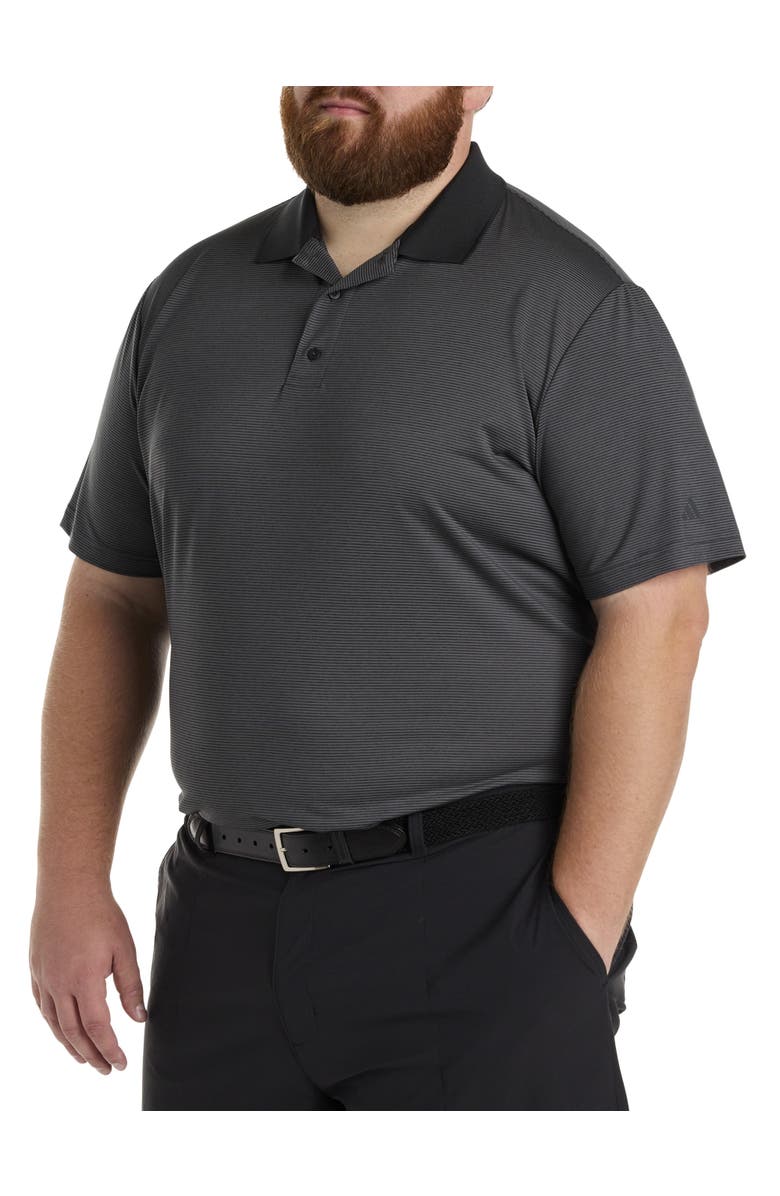 adidas Big & Tall Ottoman Stripe Polo Shirt, Main, color, Black/Grey