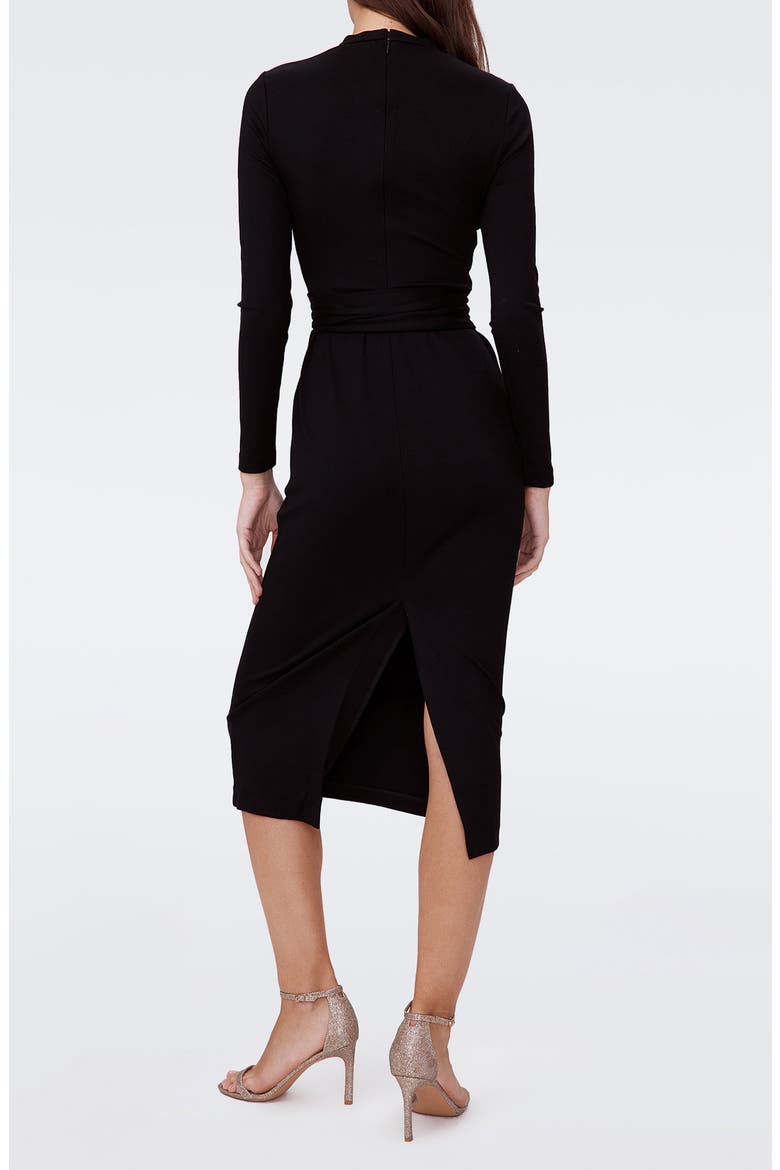 Finan Long Sleeve Wrap Dress, Alternate, color, BLACK