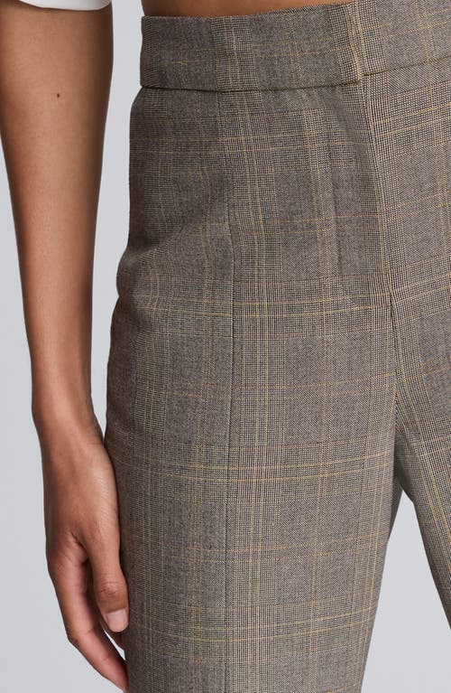 Kenneth Cole Plaid High Rise Split Front Flare Leg Pant In Gray