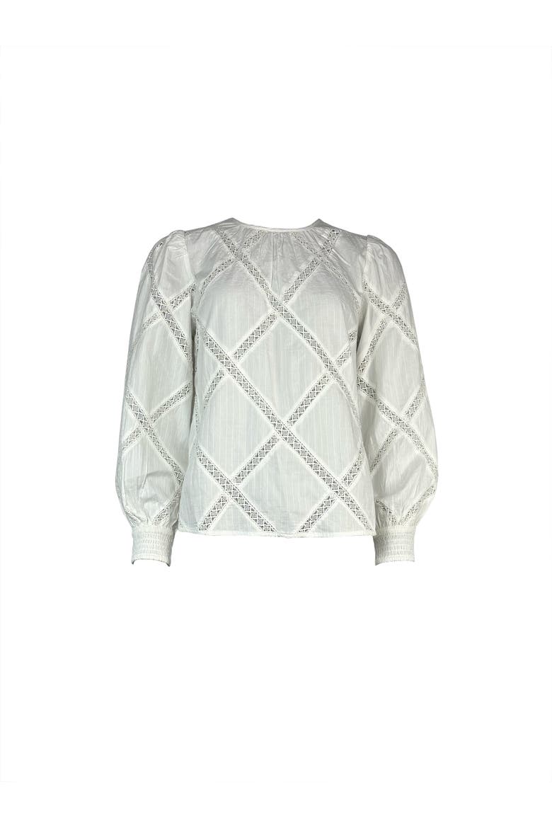 Diamond Lace Trim Blouse, Alternate, color, Ivory