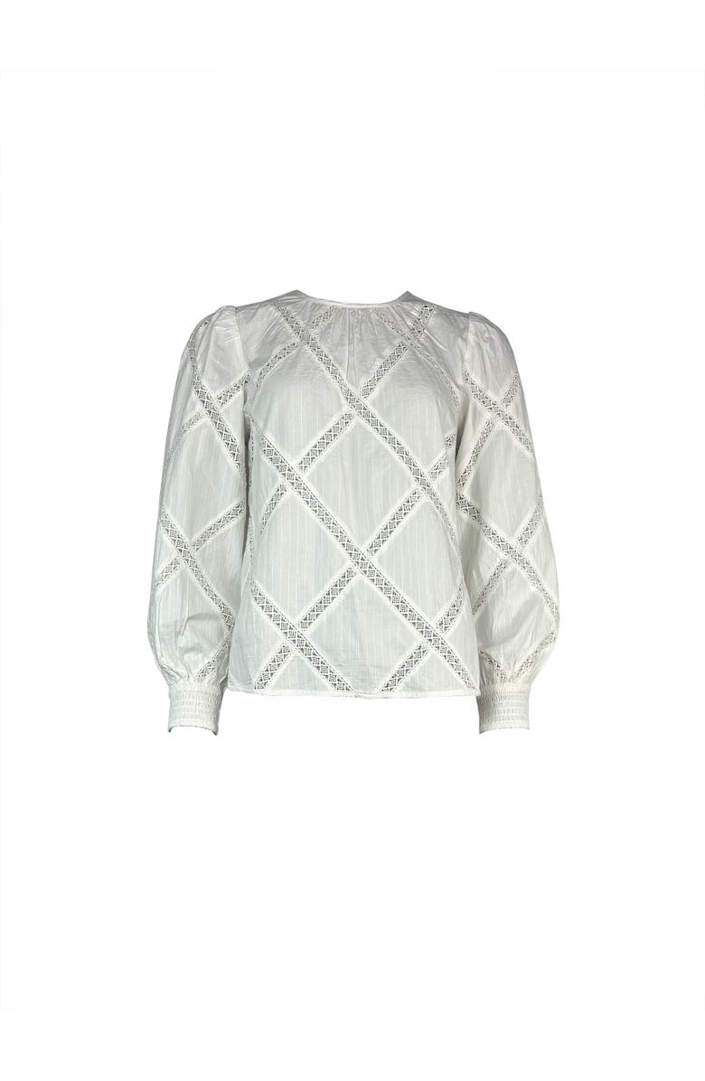 Ro&Zo Diamond Lace Trim Blouse, Alternate, color, Ivory